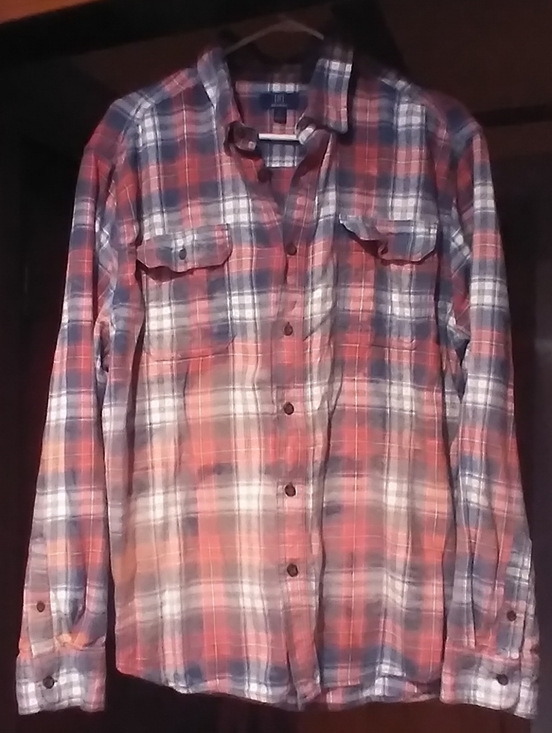 Upcycled bleached flannel shirt w/ rare THE LOST BOYS MOVIE back patch - Picture 3 of 5